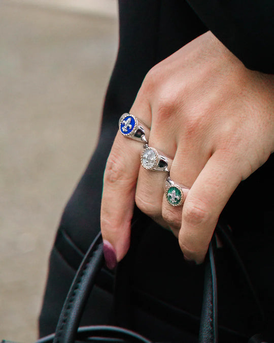 Fleur de Lis Blue Ring