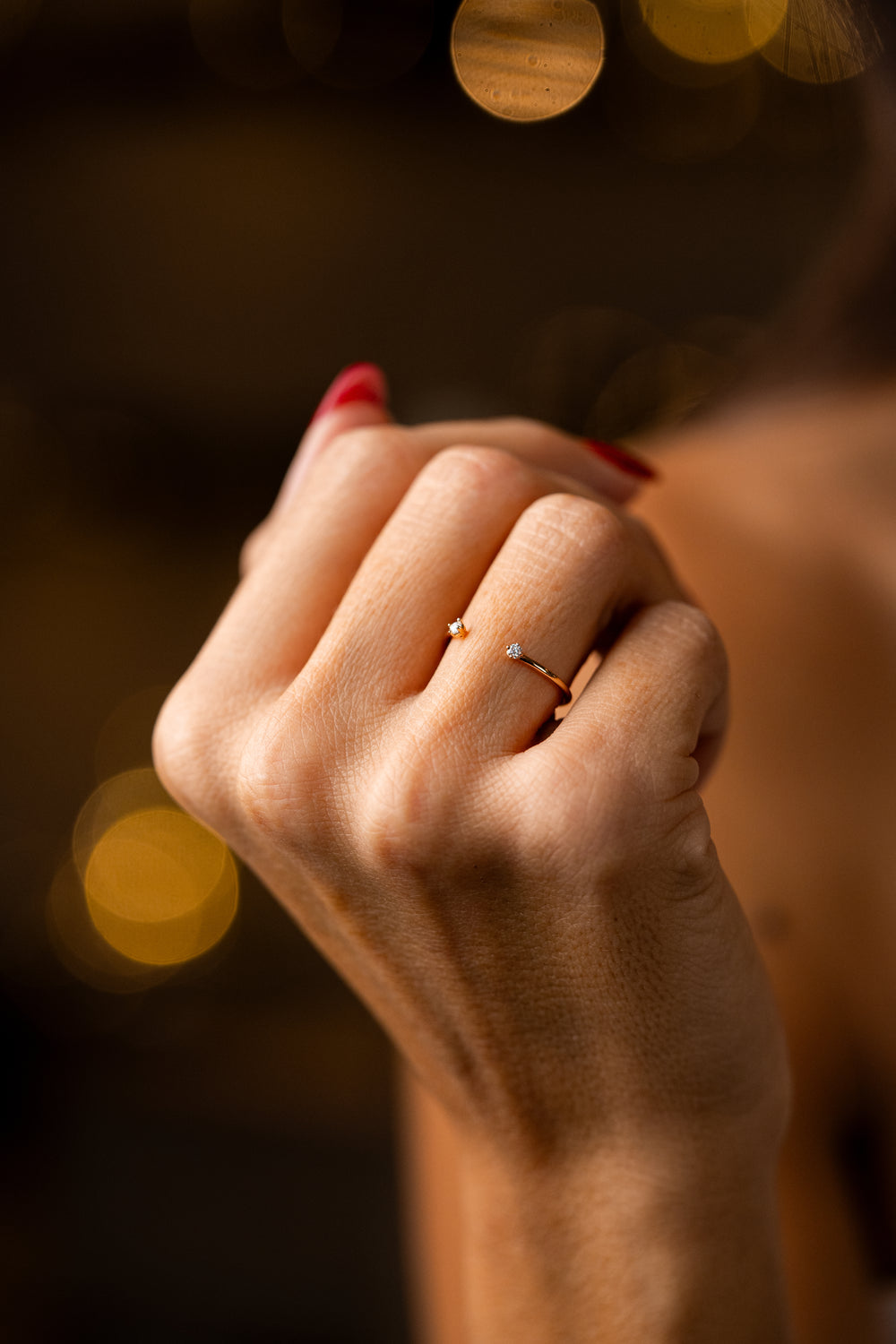 Gold Ring with Two Diamonds