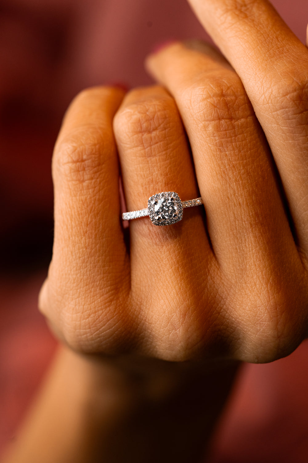 White Gold Square Engagement Ring
