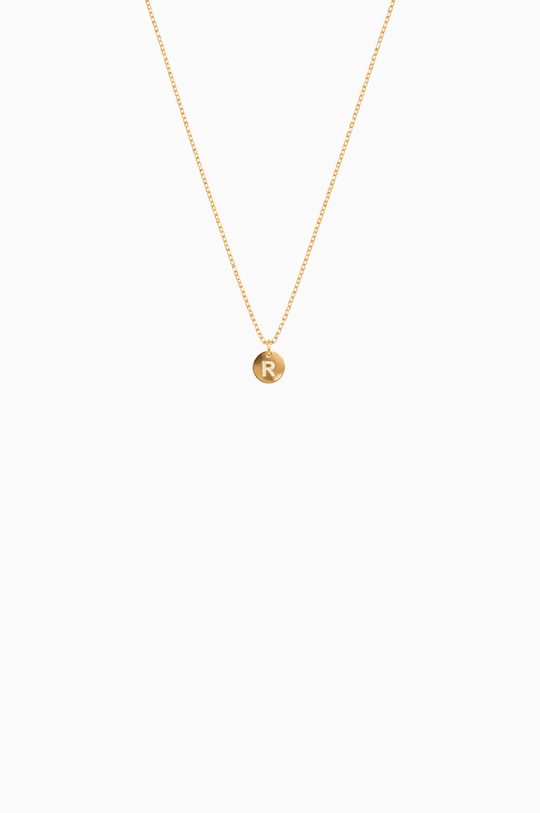 Yellow Gold Necklace with Letter R