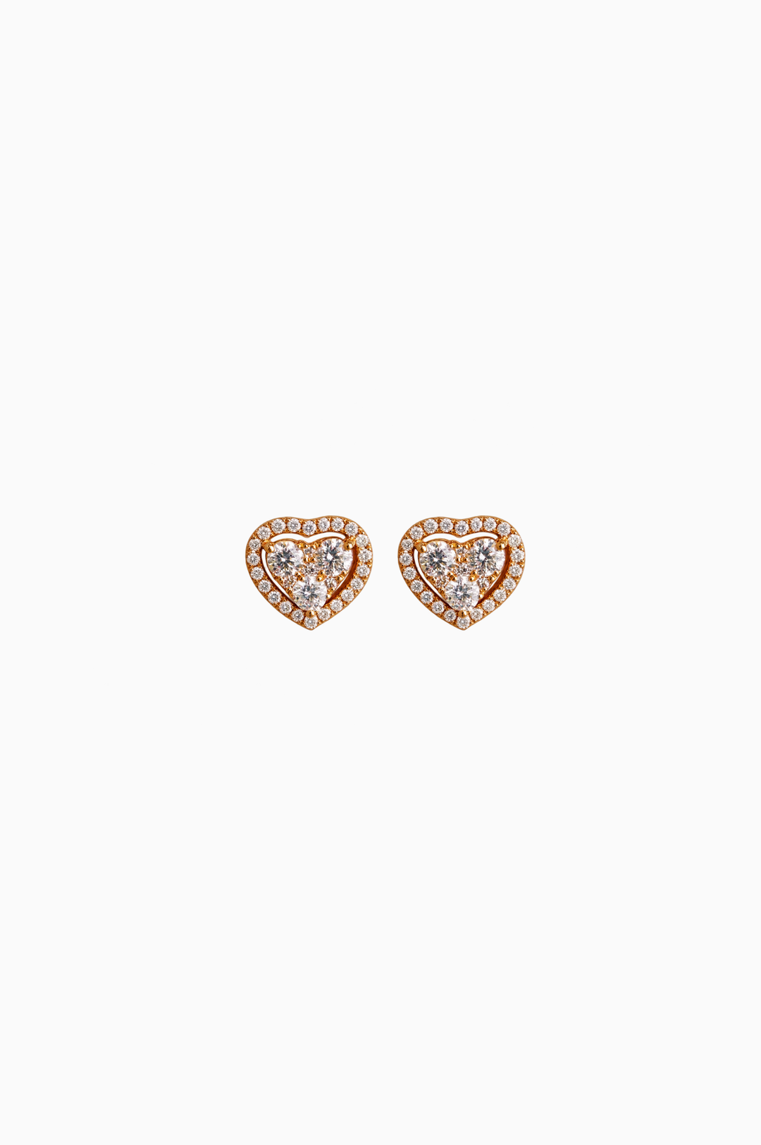 Heart Pink Gold Earrings with Diamonds