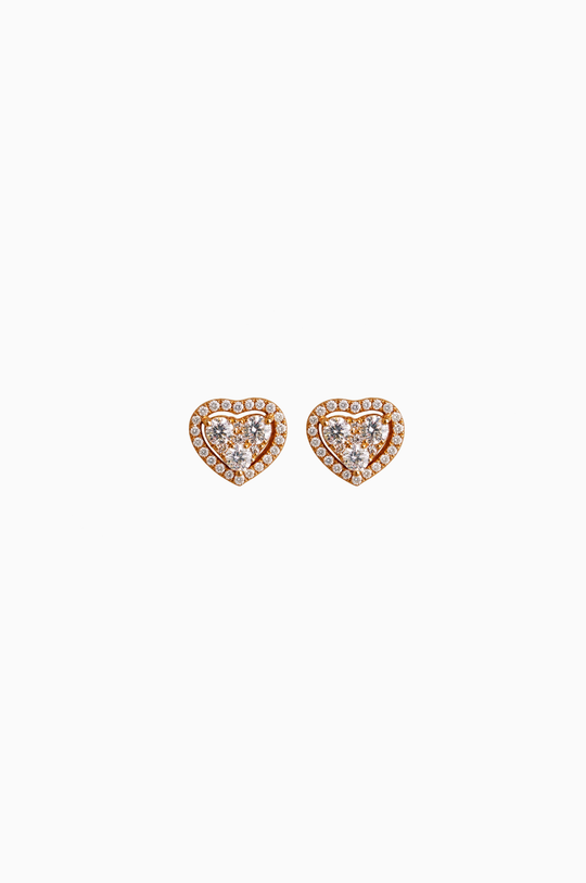 Heart Pink Gold Earrings with Diamonds