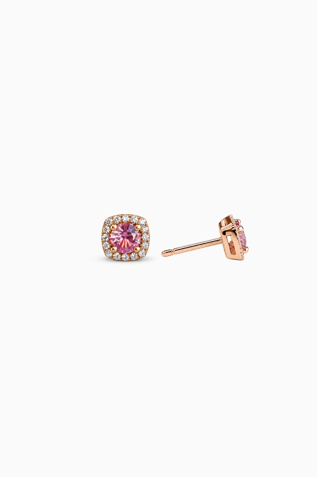 Square Earrings in Gold and Diamond with Sapphires