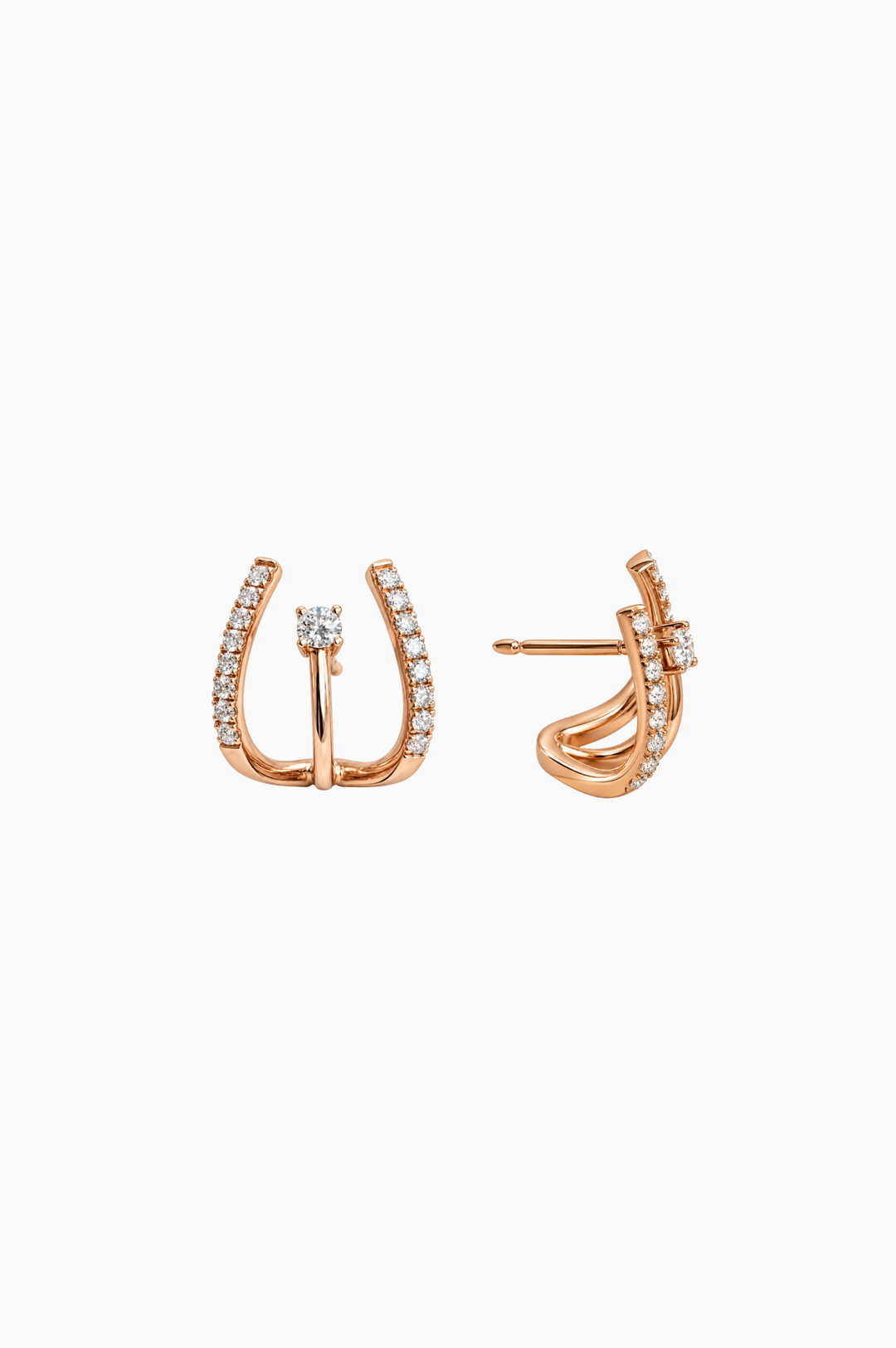 Pink Gold Earrings with Diamonds