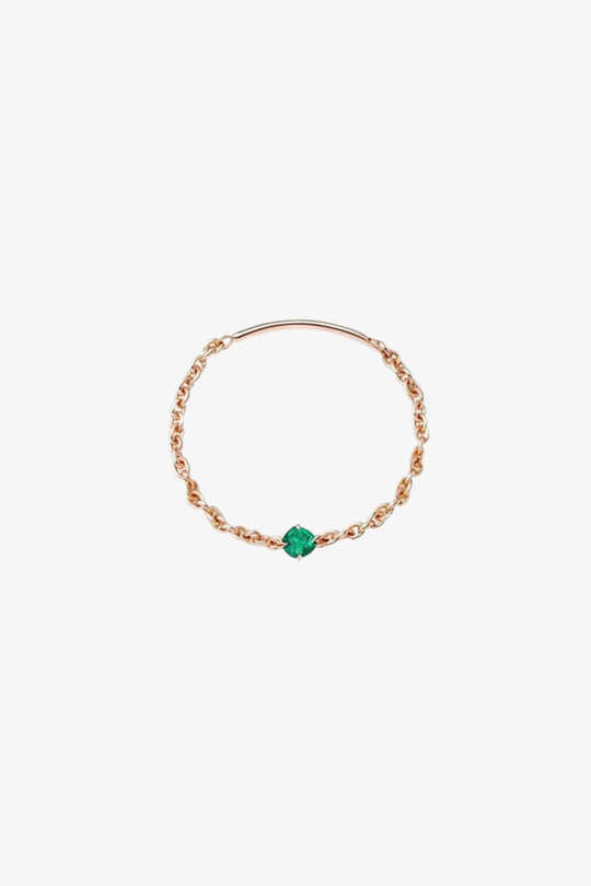 Soft Emerald Solitaire Chain Ring