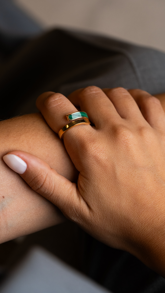 Gold Malachite Ring