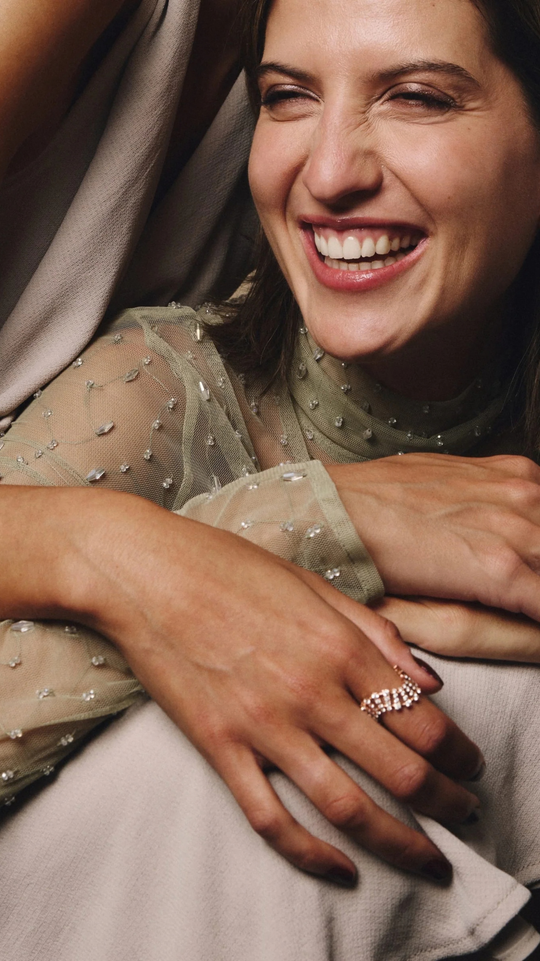 Anel Smokey Club em ouro rosa com diamantes