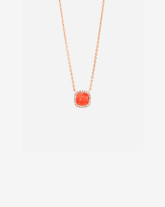 Colar Ouro com Diamantes e Coral