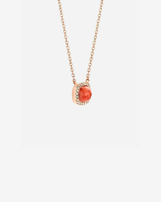 Colar Ouro com Diamantes e Coral