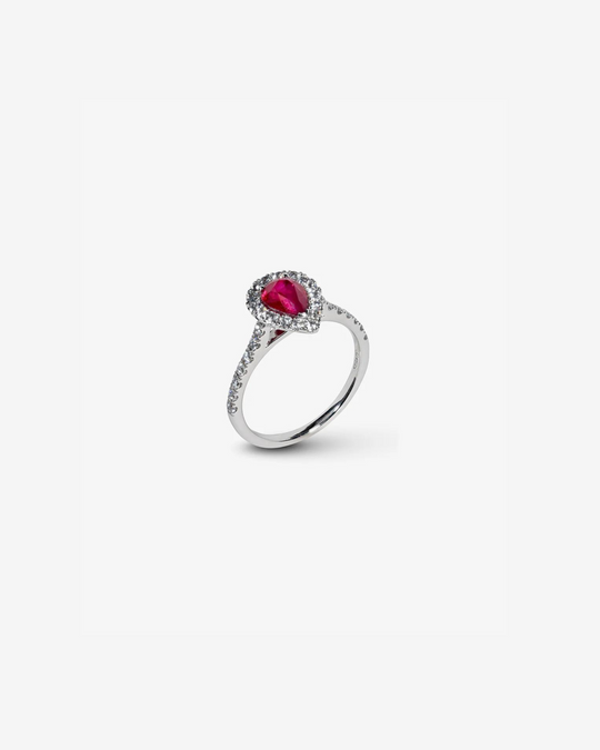 Anel em Ouro com Diamantes e Rubis Rosa