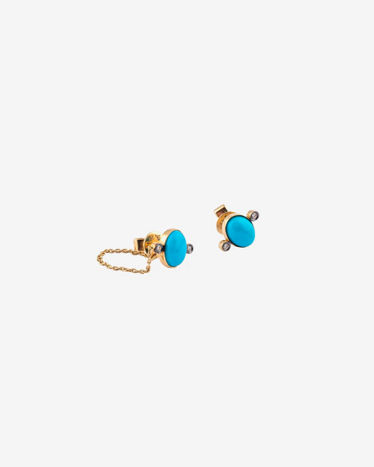 Gold, Turquoise and Diamonds Earrings