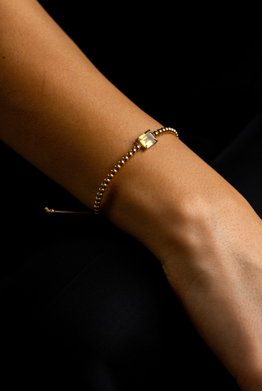 Pulseira em ouro amarelo com peridoto