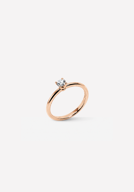 Anel de Noivado em Ouro Rosa e Diamante Solitário