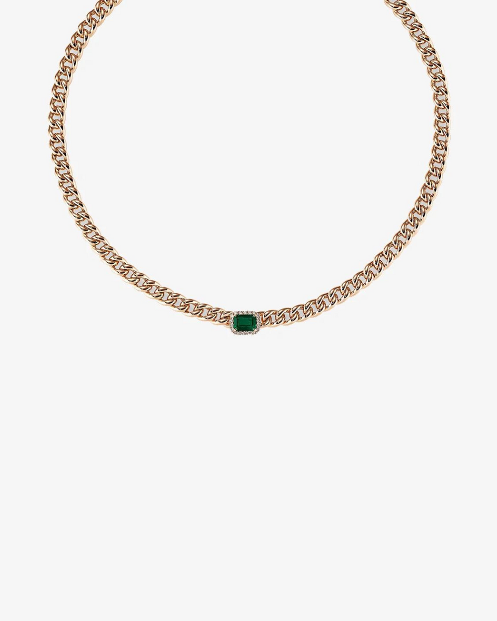 Chain Gold Necklace Emerald