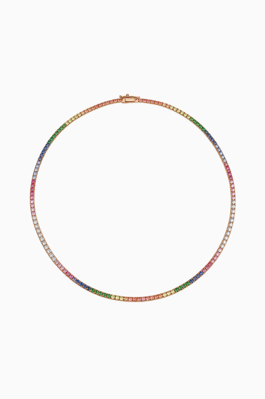 Pink Gold Necklace with Diamonds and Sapphires