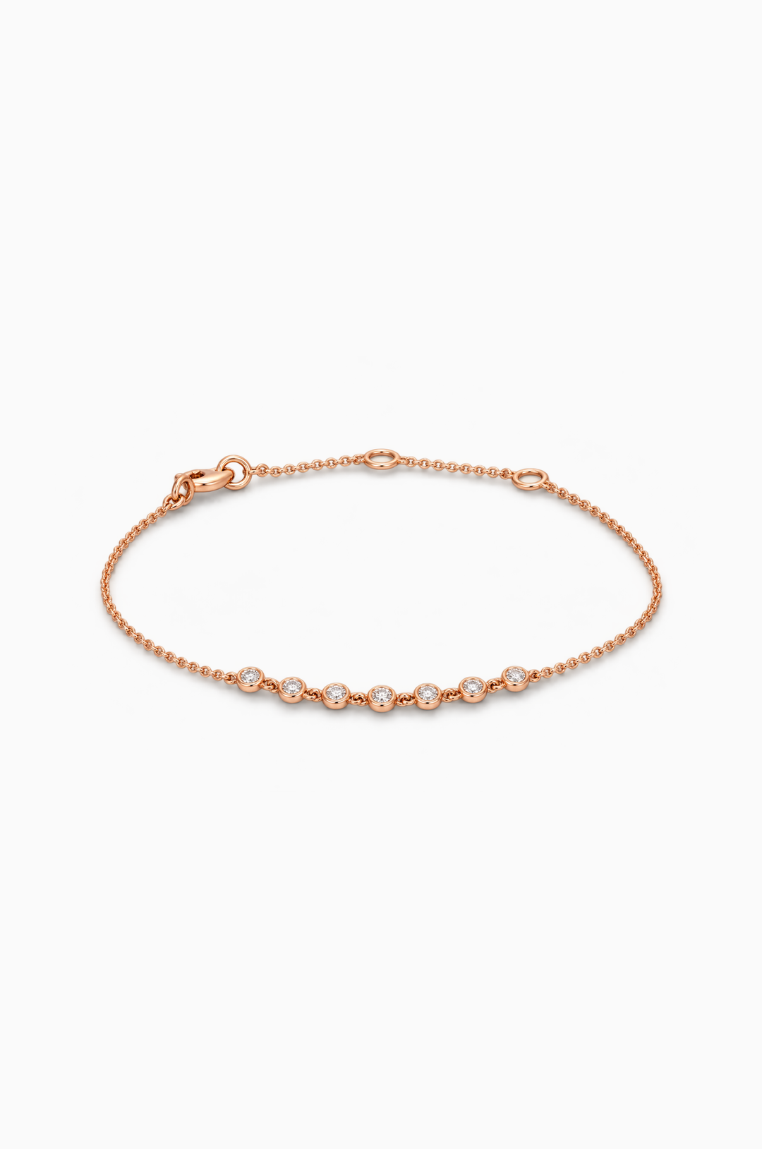 Bracelete de Corrente em Ouro Rosa com 7 Diamantes