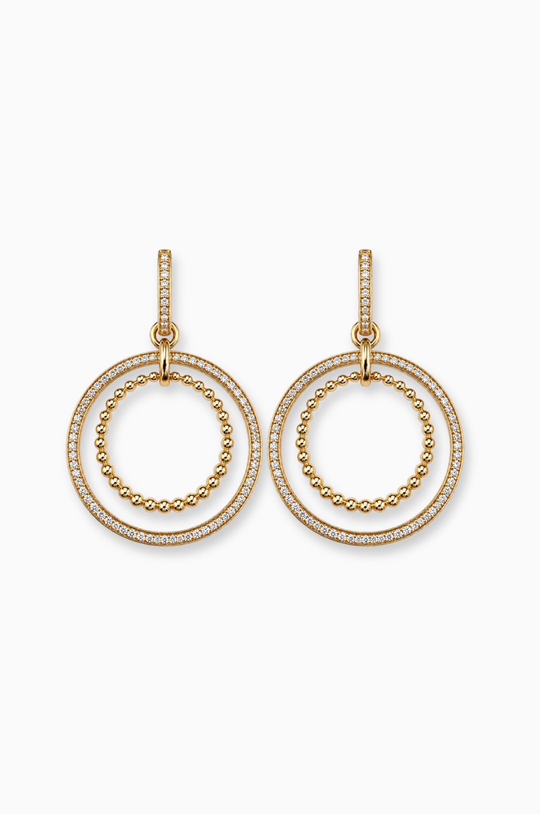 Argolas duplas em ouro rosa com diamantes e textura 