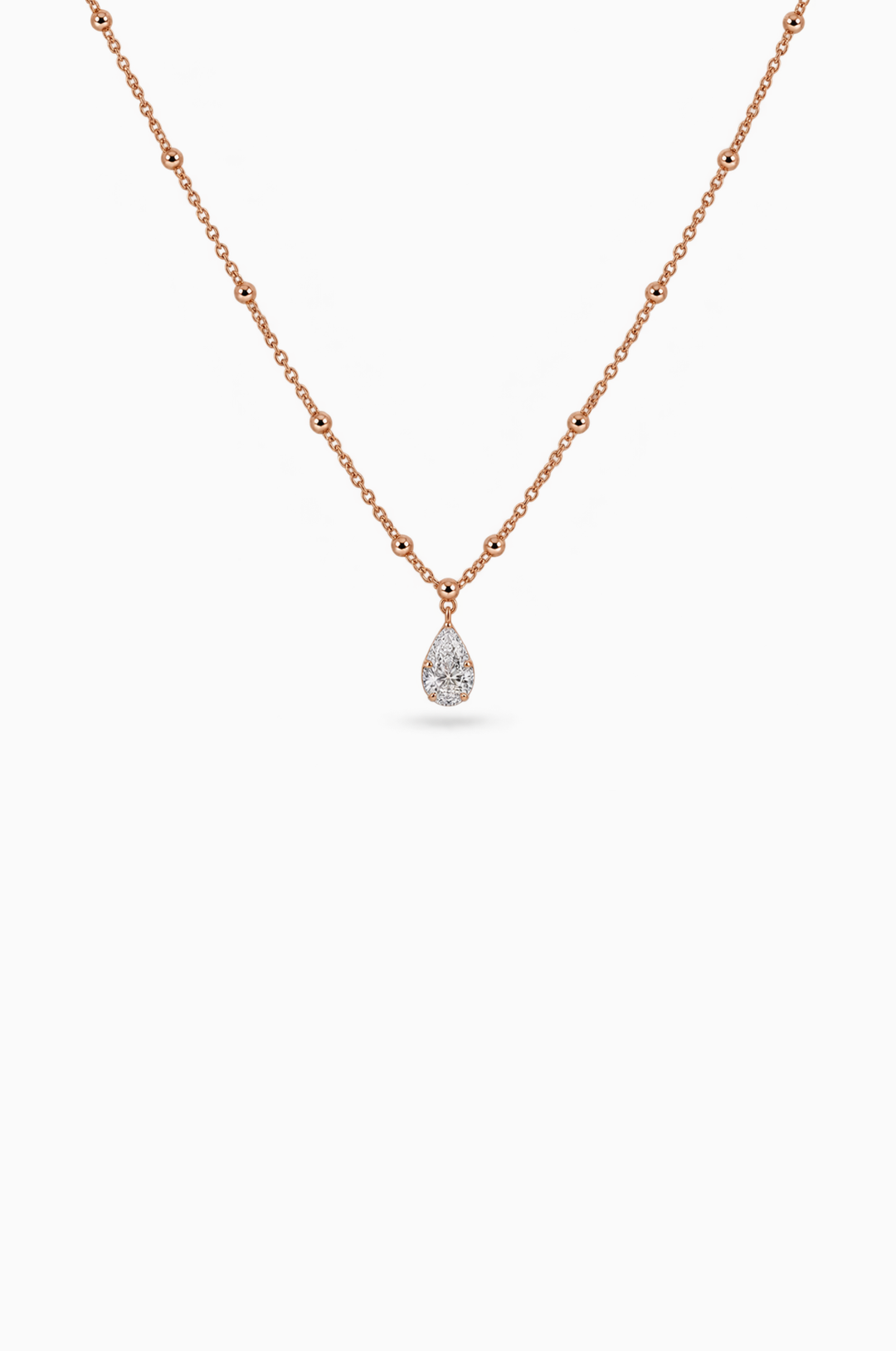 Drop Pink Gold Necklace with Diamonds