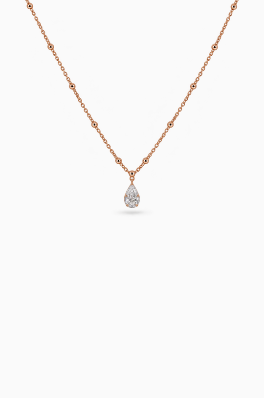 Drop Pink Gold Necklace with Diamonds