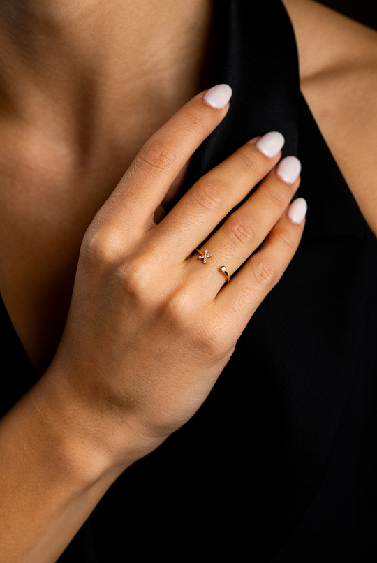 Anel de ouro com letra X