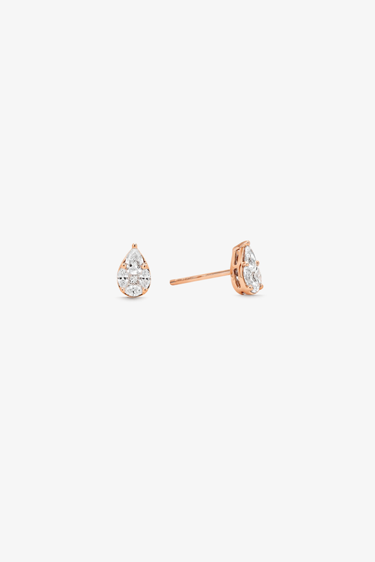 Brincos gota em ouro rosa e diamantes