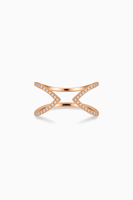 WEL Pink Gold Ring with Diamonds