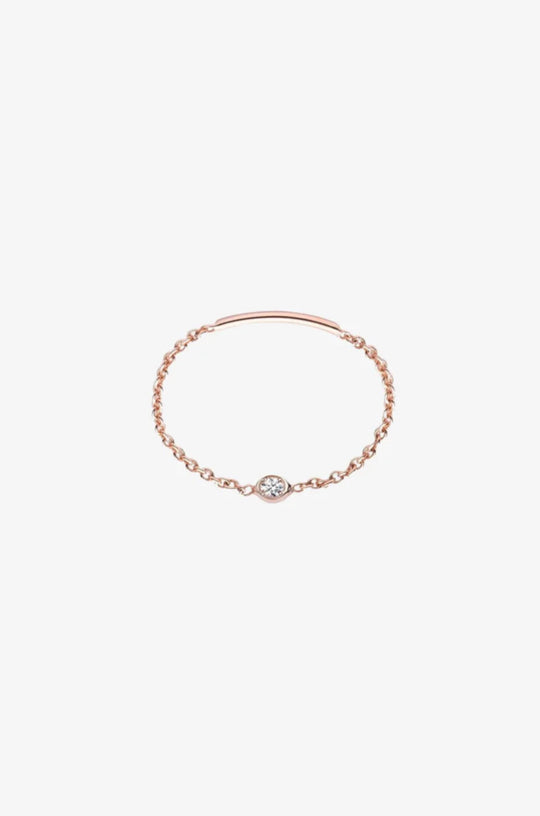 White Solitaire Diamond Chain Ring