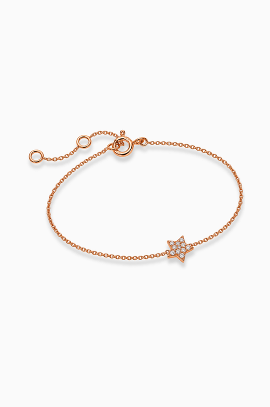 Pulseira de malha em ouro rosa com estrela em diamantes