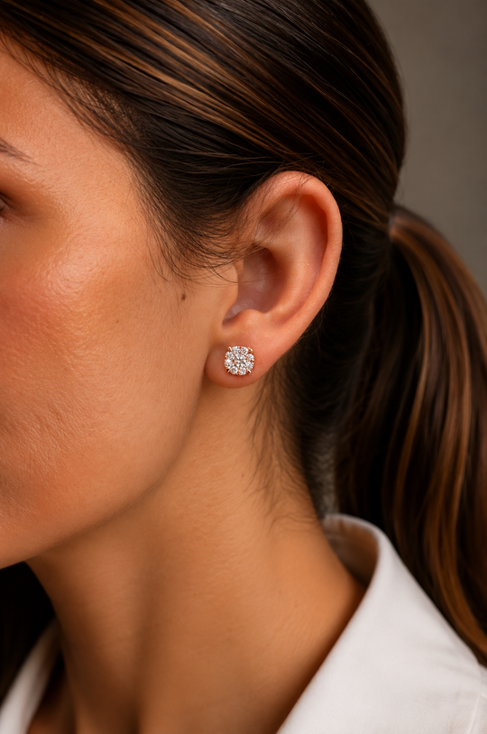 Pink Gold Earrings with Diamonds