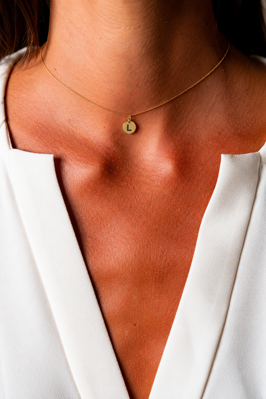 Yellow Gold Necklace with Letter L