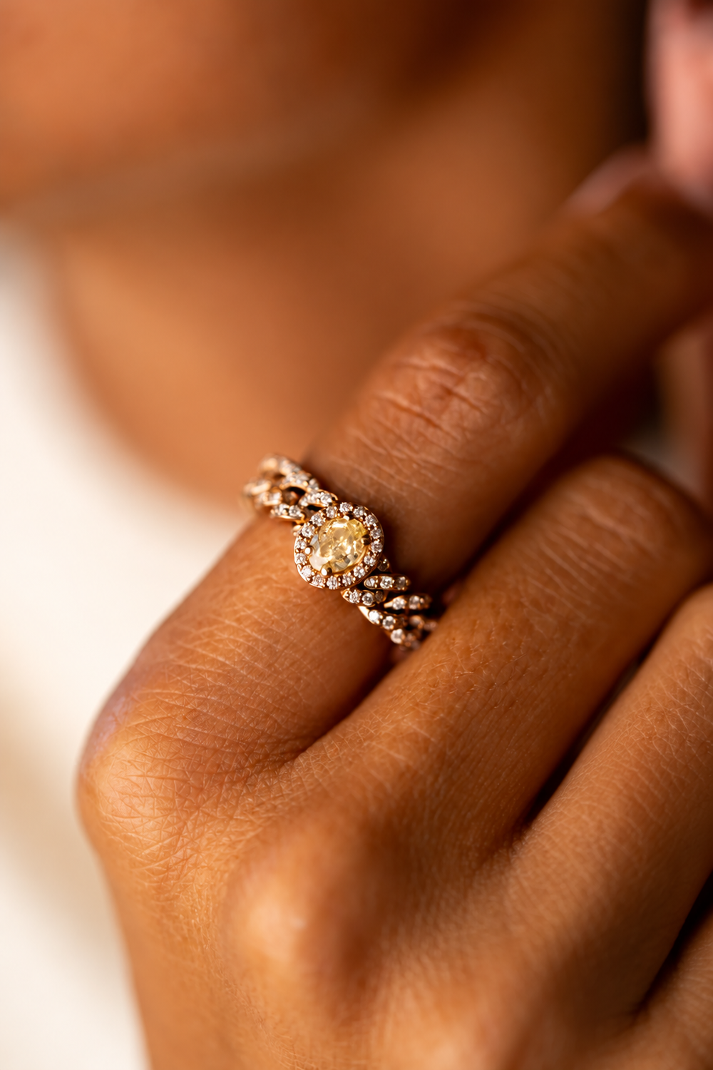 Pink Gold Ring with Diamonds