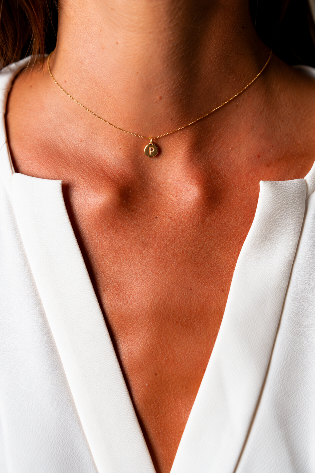 Yellow Gold Necklace with Letter P
