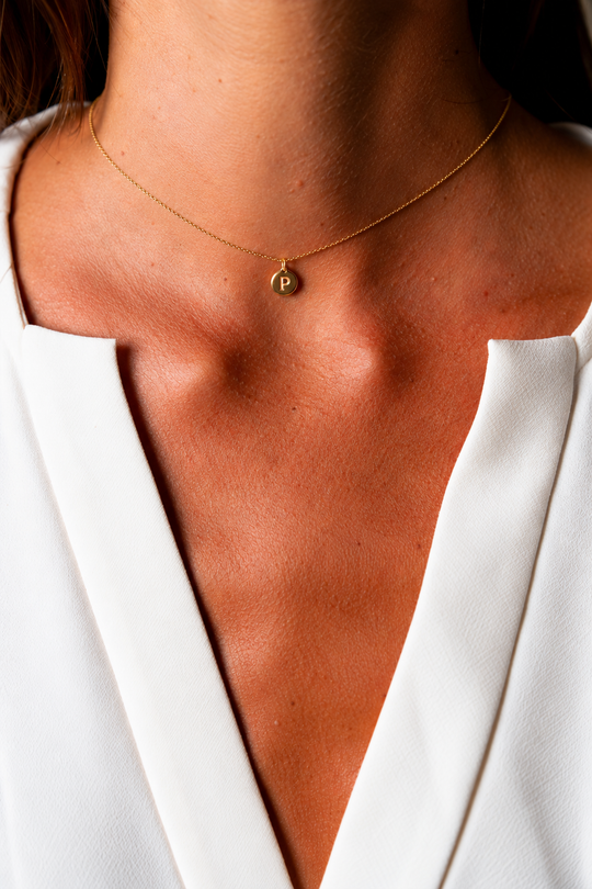 Yellow Gold Necklace with Letter P