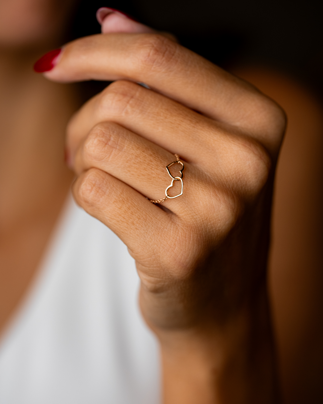 Soft Two Hearts Ring