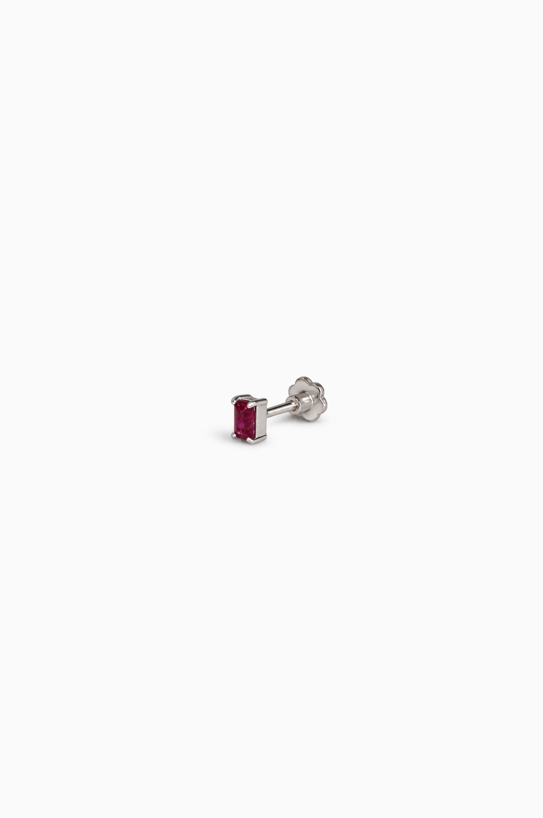 Square Piercing With White Gold and Ruby