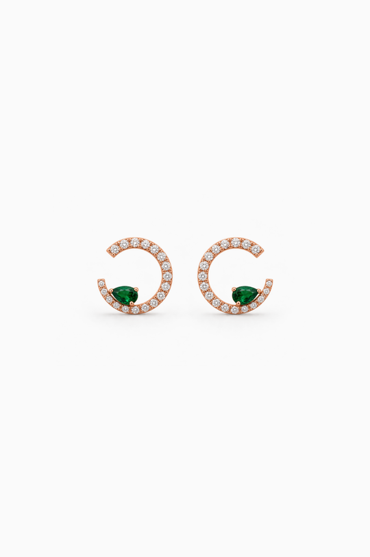 Pink Gold Sasa M Earrings with Diamonds and Tsavoritas