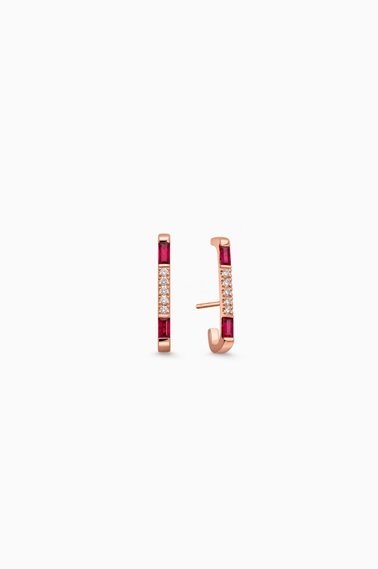 Pink Gold Earrings with Rubies and Diamonds