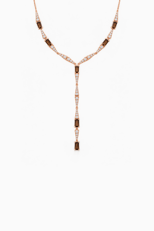 Colar comprido Smokey Club em ouro rosa com diamantes
