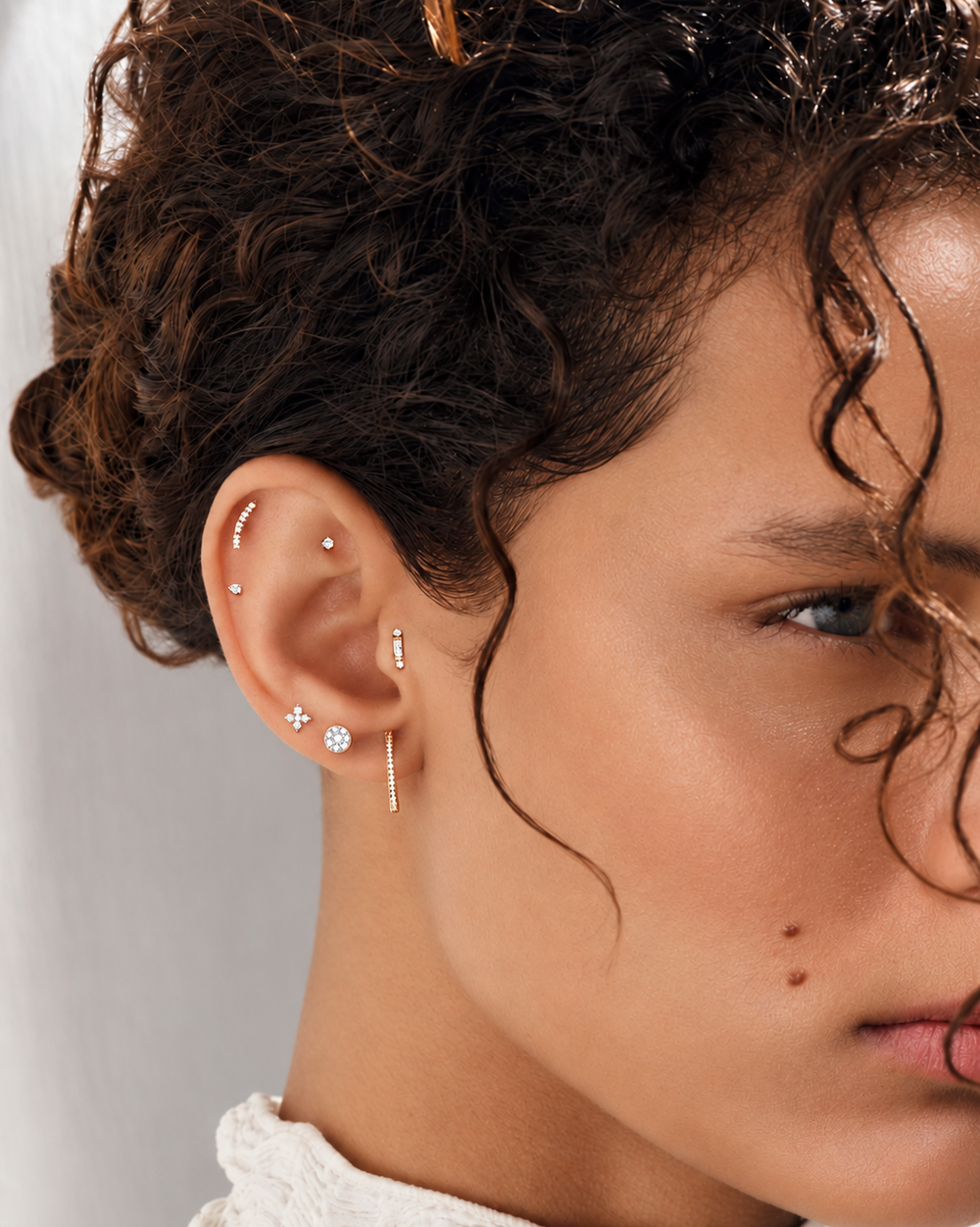 Piercing de Argola em Ouro Rosa com Diamantes