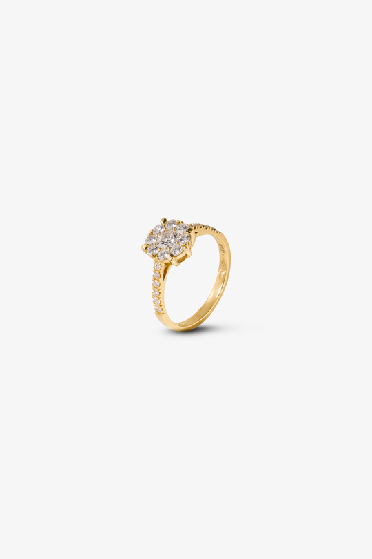 Anel de noivado em ouro rosa com diamantes