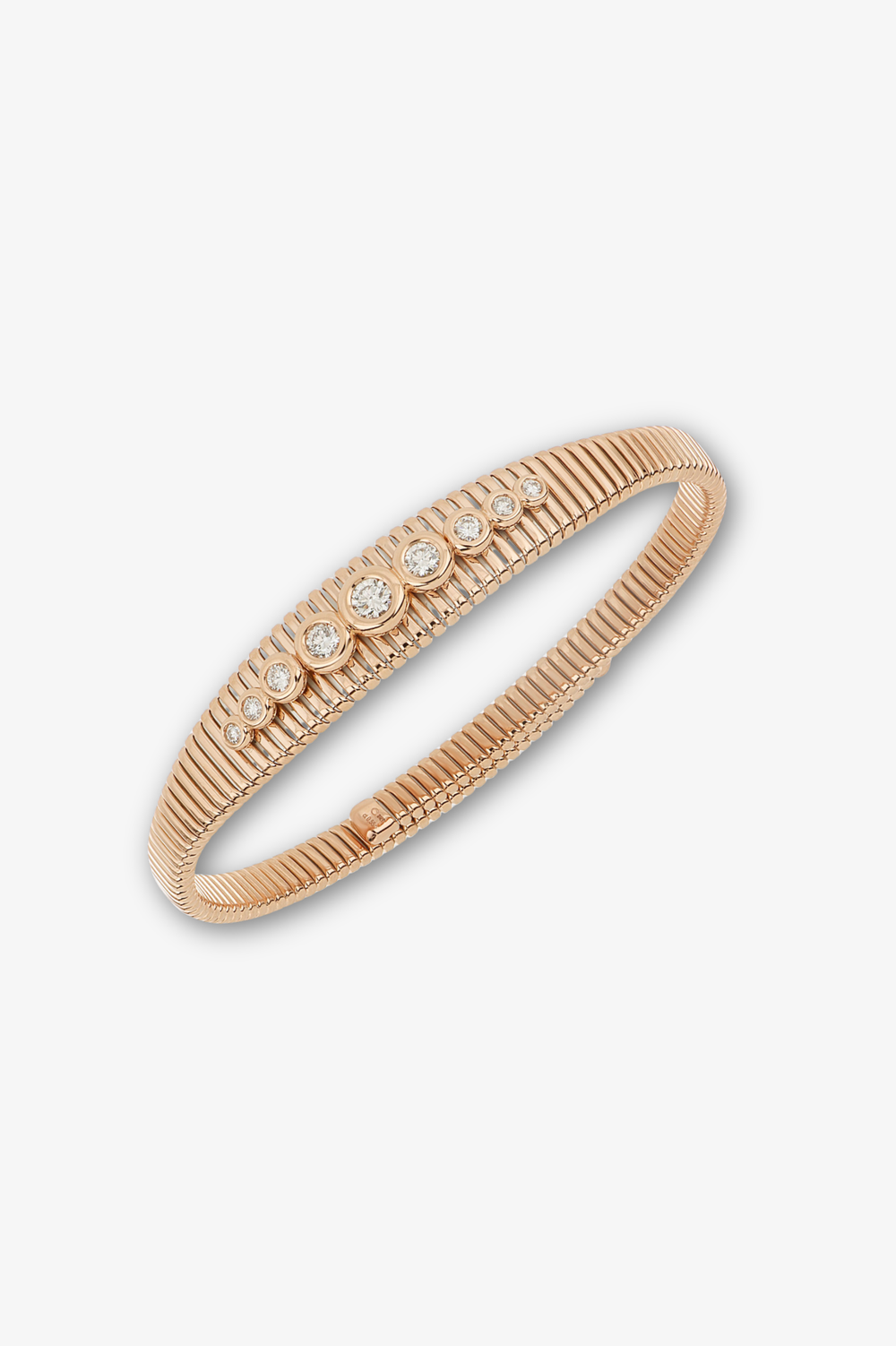Pink Gold Texture Bracelet with 9 Diamonds