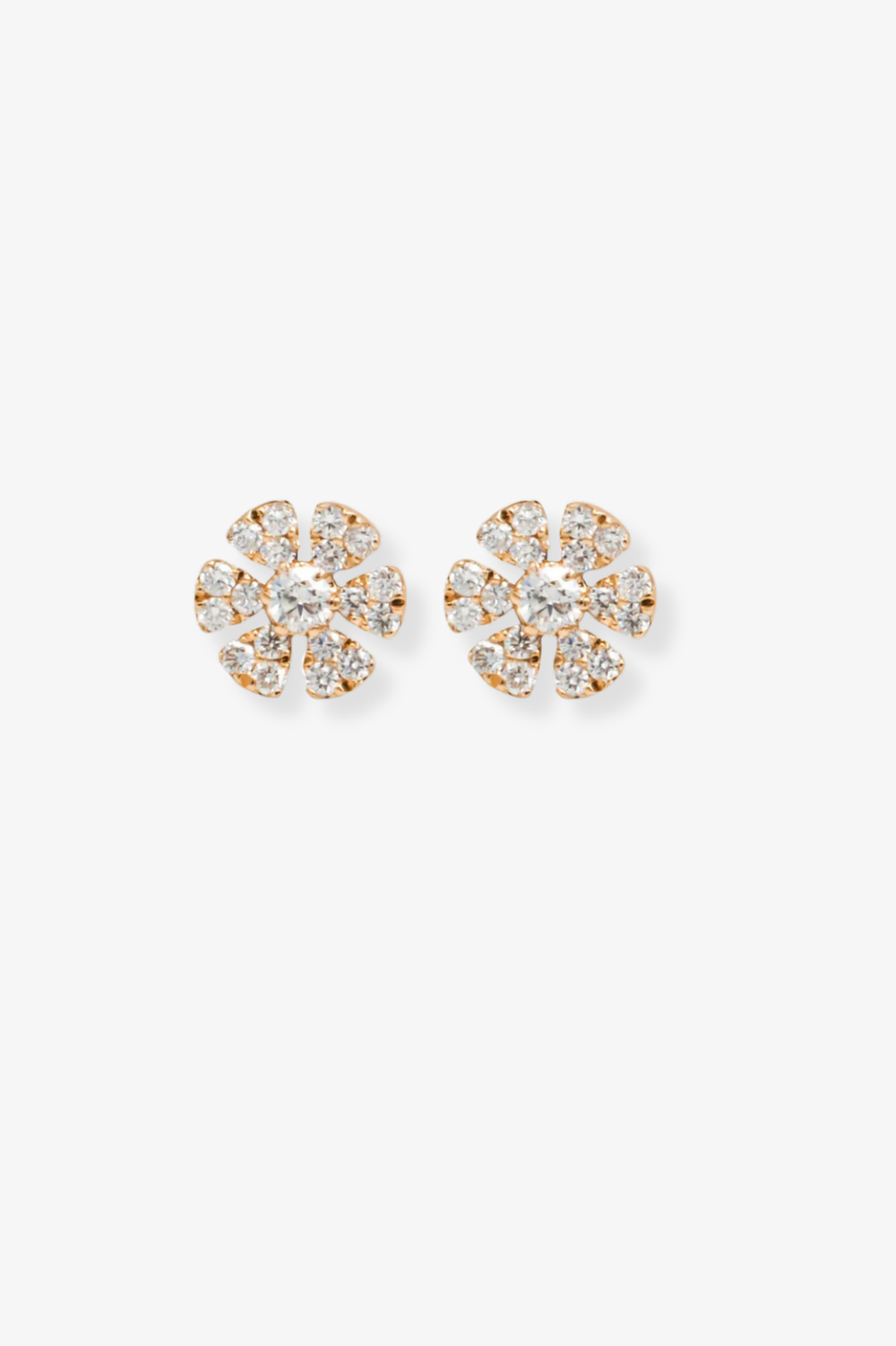 Brincos flor em ouro rosa com diamantes