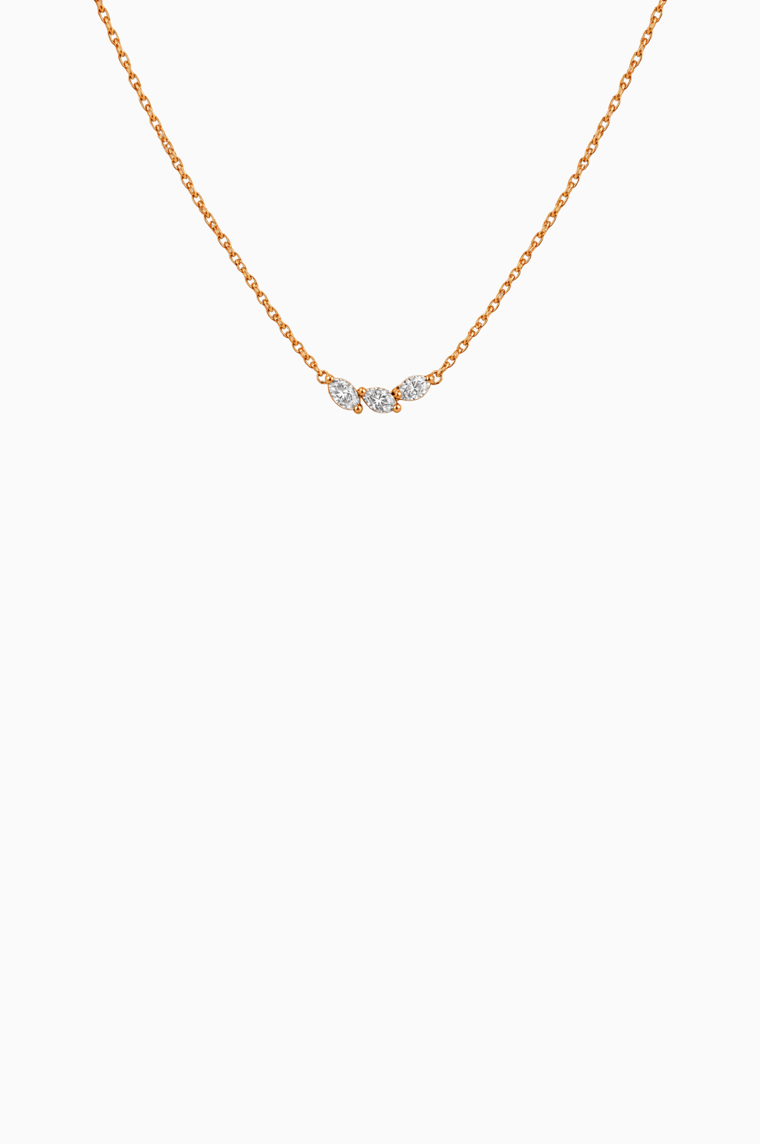 Heart Pink Gold Necklace with 3 Diamonds