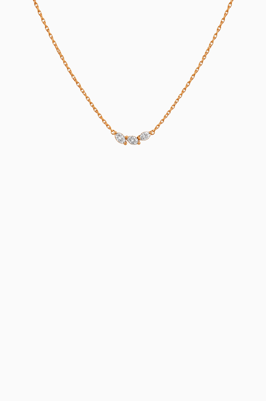 Heart Pink Gold Necklace with 3 Diamonds