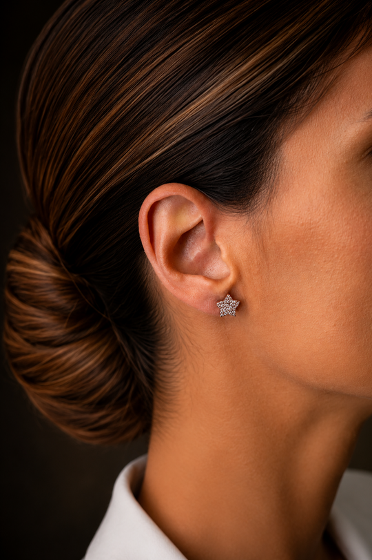 Star Pink Gold Earrings with Diamonds