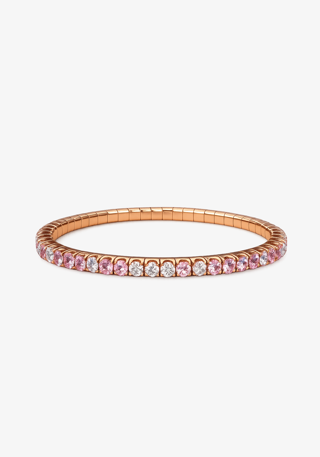 Pulseira de Ténis em Ouro Rosa com Diamantes e Safiras