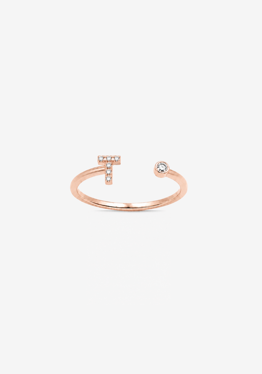 Letter T Gold Ring