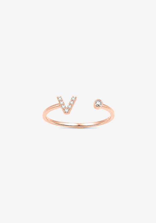 Letter V Gold Ring