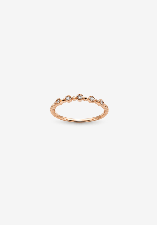 Pink Gold Ring with 5 Diamonds