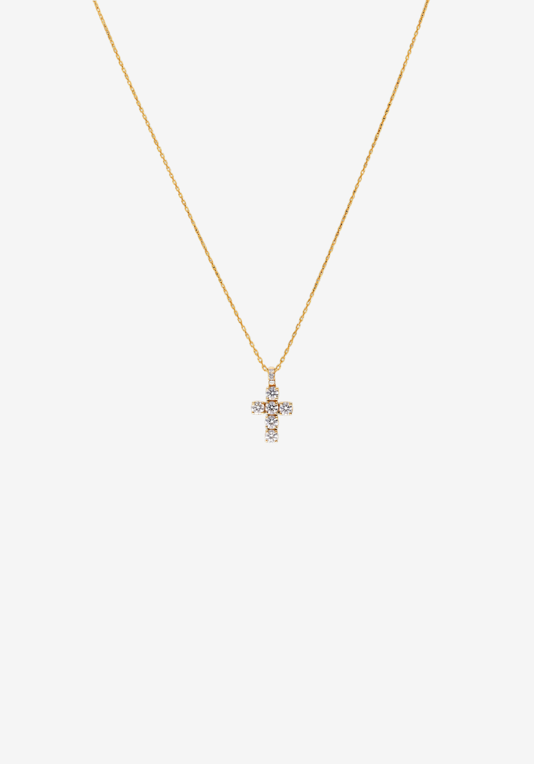 Cross Pink Gold Necklace with Diamonds